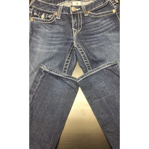 True Religion Woman 27x31 World Tour Billy Dark Wash Low Rise Straight Skinny - Picture 5 of 7